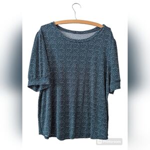 💚 3/$25 Adrianna Papell Blouse womens size XL polyester white gathered sleeve